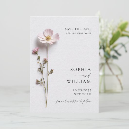 Save The Date Élégant imprimé Pastel Boho Mariage de fleurs (Debout devant)