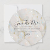 Save The Date Élégant Iridescente Opal Gemstone Marbre Moderne (Devant)