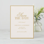 Save The Date Elegant Ivory and Gold Old Money Wedding (Debout devant)
