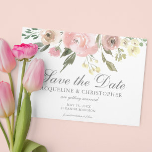 Save The Date Elégant Jardin d'été rose rose pâle rose