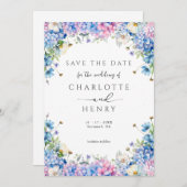 Save The Date Elégant jardin Floral Hydrangea Moderne (Devant / Derrière)