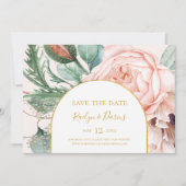 Save The Date Élégant jardin floral Pastel Photo horizontale Enr (Devant)