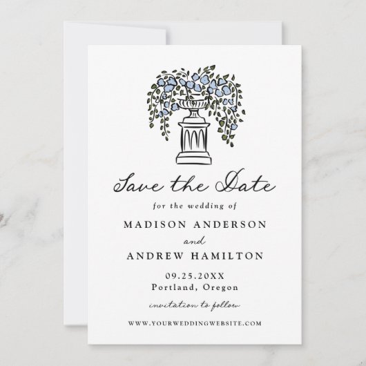 Save The Date Élégant Jardin Serene Blooms Mariage photo (Devant)