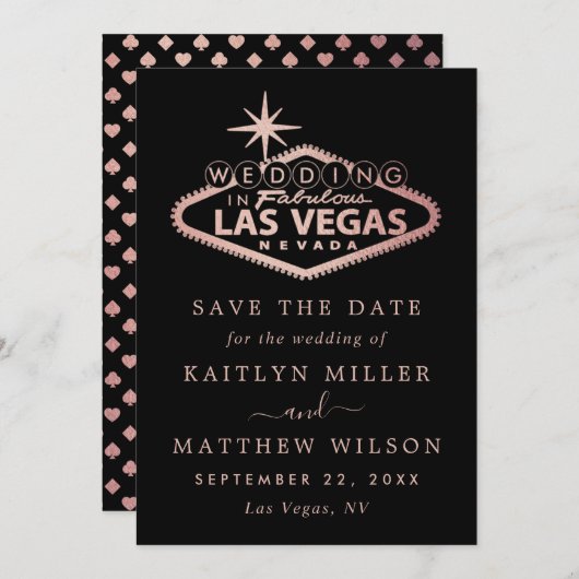 Save The Date Elégant Las Vegas Destination Mariage (Devant / Derrière)