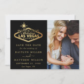 Save The Date Elégant Las Vegas Destination Mariage Photo (Devant)