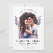 Save The Date Élégant Lavande Photo Enregistrer La Date Invitati (Devant)