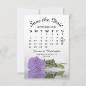 Save The Date Élégant Lavande Purple Rose Calendrier Mariage (Devant)