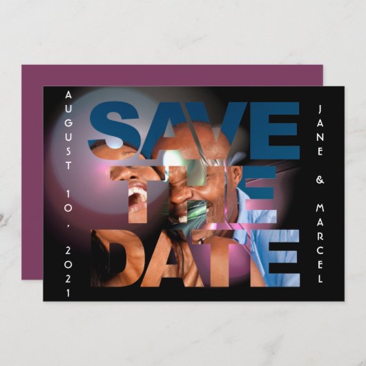 Save The Date Élégant Lens Flare Mariage Photo Enregistrer La Da (Devant / Derrière)