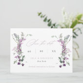Save The Date Élégant Lilac Fleur sauvage Mariage QR Code (Debout devant)