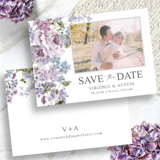 Save The Date Elegant Lilac Mariage Photo