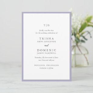 Save The Date Élégant Lilac Monogramme Mariage moderne