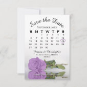Save The Date Élégant Lilac Purple Rose Calendrier Mariage (Devant)