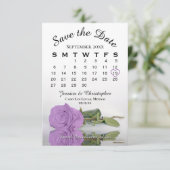 Save The Date Élégant Lilac Purple Rose Calendrier Mariage (Debout devant)