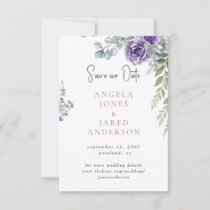 Save The Date Élégant Lilic Blanc Mariage Sauvegarder notre Date