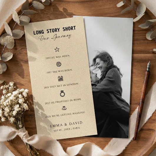 Save The Date Elegant Long Story Short Romantic Timeline Wedding