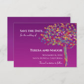 Save The Date Élégant Lovebirds Cassis Purple Enregistrer la dat (Devant / Derrière)