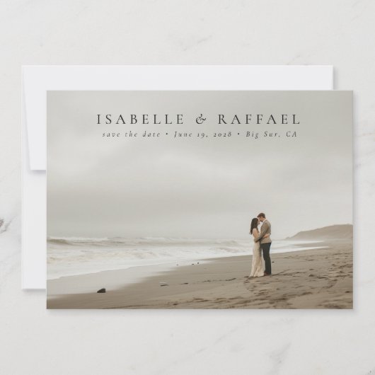 Save The Date Elégant Luxueux Formel Photo Mariage bleu foncé (Devant)