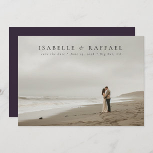 Save The Date Élégant Luxueux Photo Formelle Mariage foncé viole