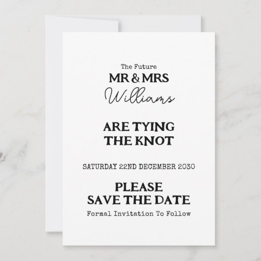 Save The Date Élégant M. Et Mme Mariage Photo (Devant)