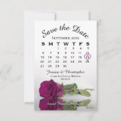Save The Date Élégant Magenta Purple Rose Calendrier Mariage (Devant)