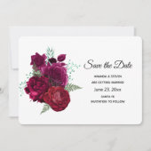 Save The Date Elegant Magenta Rose Floral Bouquet (Devant)