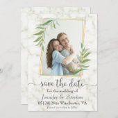 Save The Date Elégant Marble Gold photo mariage Enregistrer la d (Devant / Derrière)