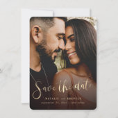 Save The Date Élégant Marble Gold Script et photo entièrement do (Devant)