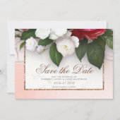 Save The Date Elégant Marbre Luxe Or Floral Mariage (Devant)