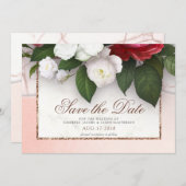 Save The Date Elégant Marbre Luxe Or Floral Mariage (Devant / Derrière)