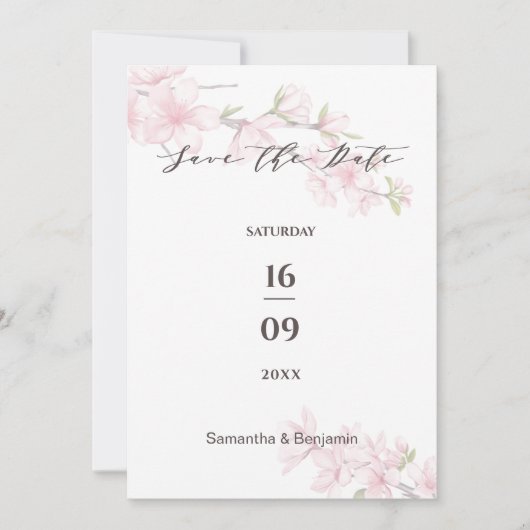 Save The Date Élégant Mariage à fleurs de printemps (Devant)