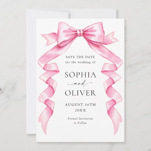 Save The Date Élégant Mariage à mâchoire douce rose (Devant)