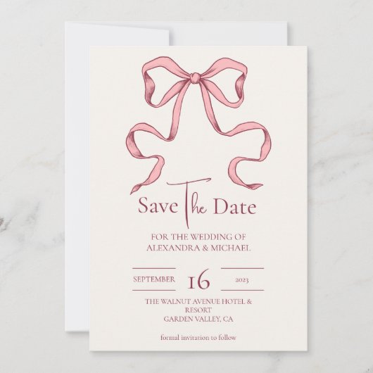 Save The Date Élégant Mariage à main rose tiré (Devant)