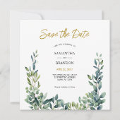 Save The Date Élégant mariage aquarelle botanique de verdure (Devant)