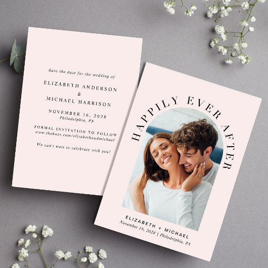 Save The Date Élégant Mariage Arch Photo rose