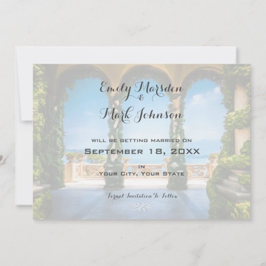 Save The Date Élégant Mariage Arches d'Italie Enregistrer la dat (Dos)