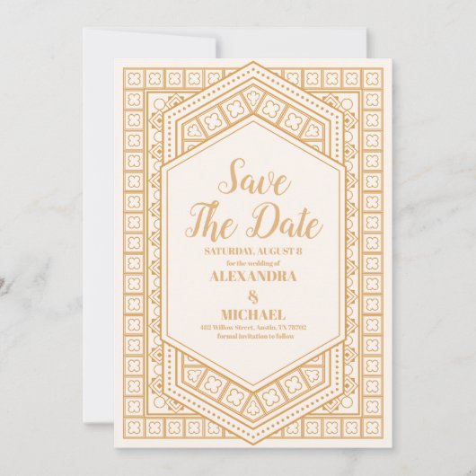 Save The Date Elégant Mariage Art Déco Géométrique (Devant)