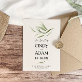 Save The Date Élégant Mariage au Feuillage Poussiéreux de Verdur