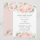 Save The Date Élégant Mariage aux Roses Florales Douces de Teint (Devant / Derrière)