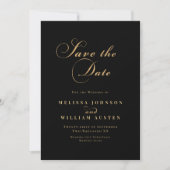 Save The Date Élégant Mariage Black Gold (Devant)
