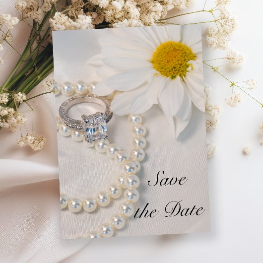 Save The Date Elégant mariage blanc marguerite Enregistrer la da