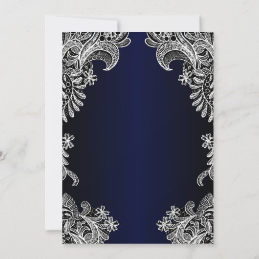 Save The Date Élégant Mariage bleu dentelle blanche (Dos)