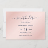 Save The Date Elégant Mariage bleu et bleu marine (Devant)