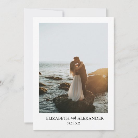 Save The Date Elégant Mariage bleu et or floral Dusty (Dos)