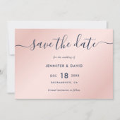 Save The Date Élégant Mariage bleu marine simple et bleu (Devant)