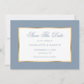 Save The Date Elégant Mariage bleu or Dusty (Devant)