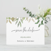 Save The Date Élégant Mariage bohème profond vert (Debout devant)