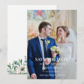 Save The Date Élégant Mariage Botanique de Verdure (Devant / Derrière)
