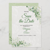 Save The Date Élégant mariage botanique vert Enregistrer la date (Devant / Derrière)