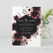 Save The Date Élégant Mariage Bourgogne Personnalisé (Debout devant)