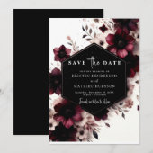 Save The Date Élégant Mariage Bourgogne Personnalisé (Devant / Derrière)